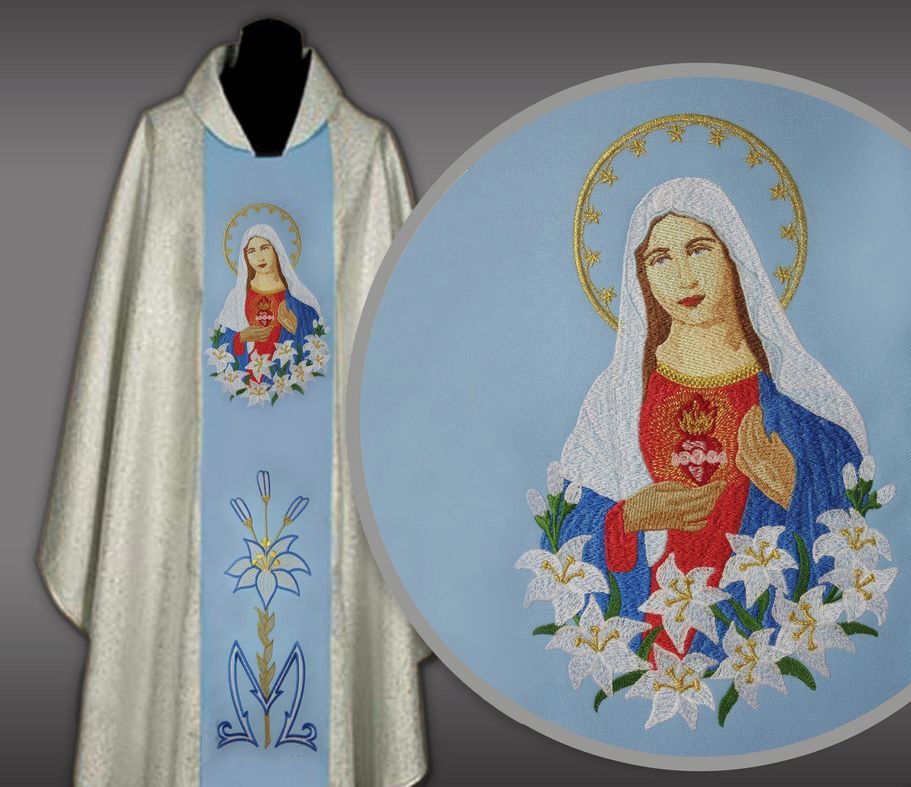 Ornat haftowany Serce Matki Bożej - zdjęcie 2 - Ornat haftowany Serce Matki Bożej