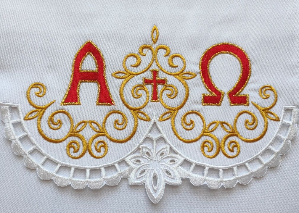 Obrus ołtarzowy haftowany - Alfa Omega (76) - zdjęcie 2 - Obrus ołtarzowy haftowany - Alfa Omega (76)