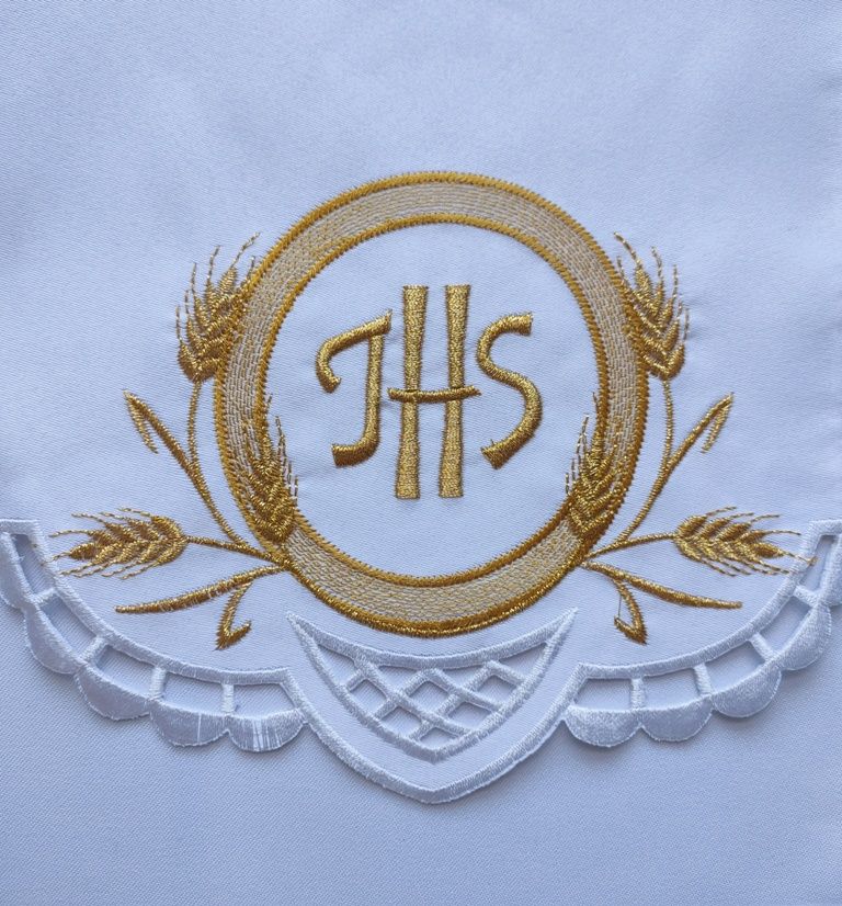 Obrus ołtarzowy haftowany - wzór eucharystyczny (117) - zdjęcie 2 - Obrus ołtarzowy haftowany - wzór eucharystyczny (117)