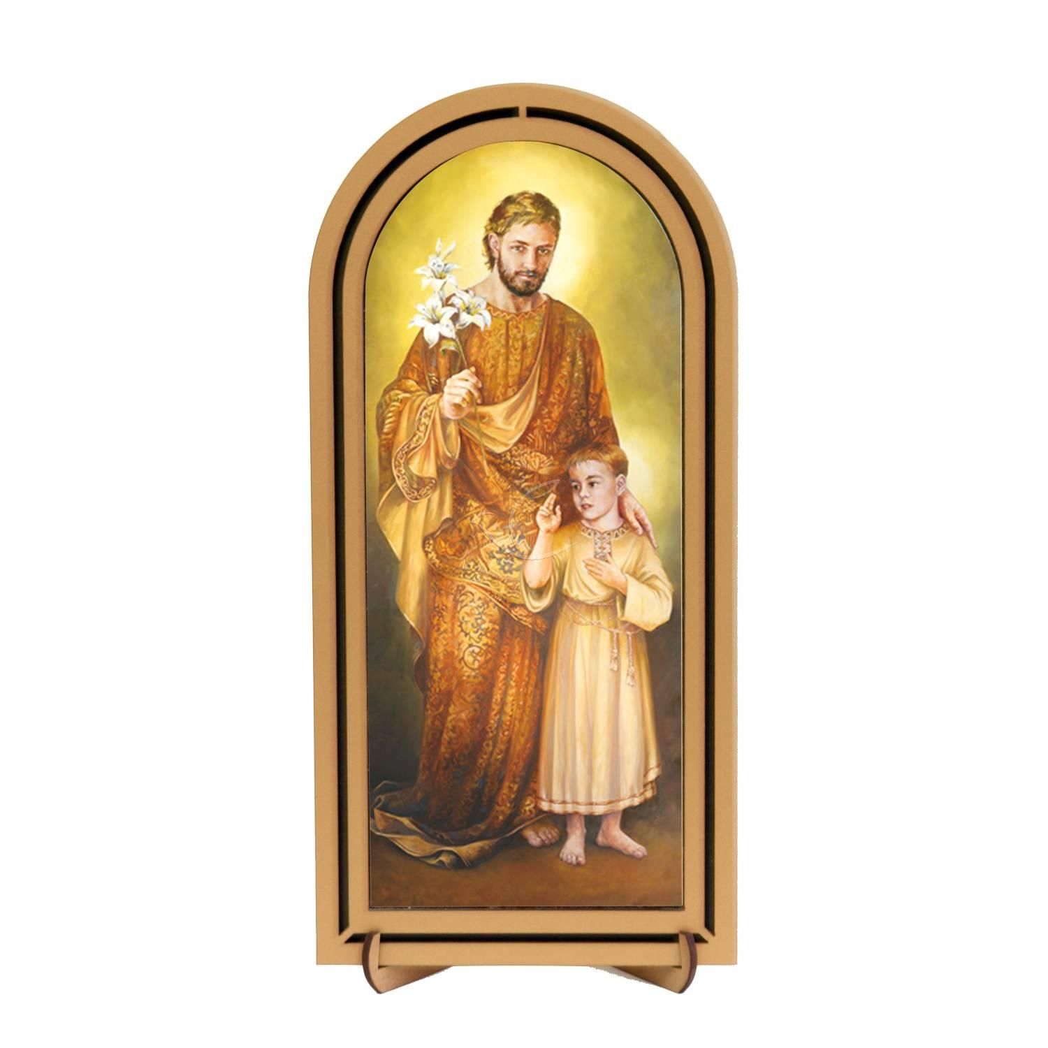 Święty Józef - Obraz półokrągły w ramce HDF (2)