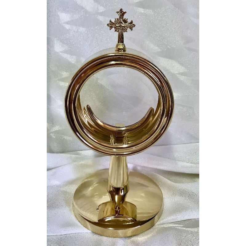 Monstrancja mini mosiężna, pozłacana - 20 cm (D2) - Monstrancja mini mosiężna, pozłacana - 20 cm (D2)