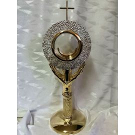 Monstrancja mosiężna, pozłacana - 43 cm (D4) - MONSTRANCJE - Nowość