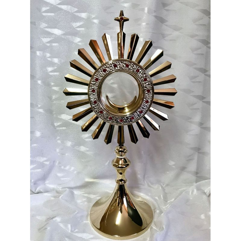 Monstrancja mosiężna, pozłacana - 46 cm (D8) - Monstrancja mosiężna, pozłacana - 46 cm (D8)