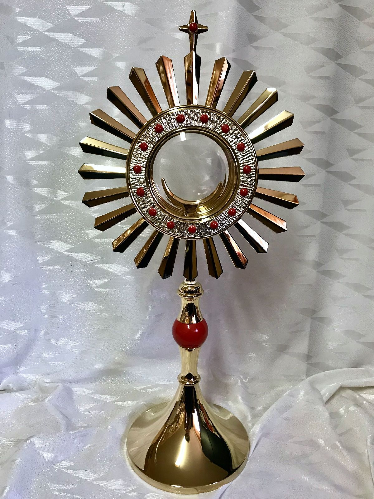 Monstrancja mosiężna, pozłacana - 46 cm (D9)