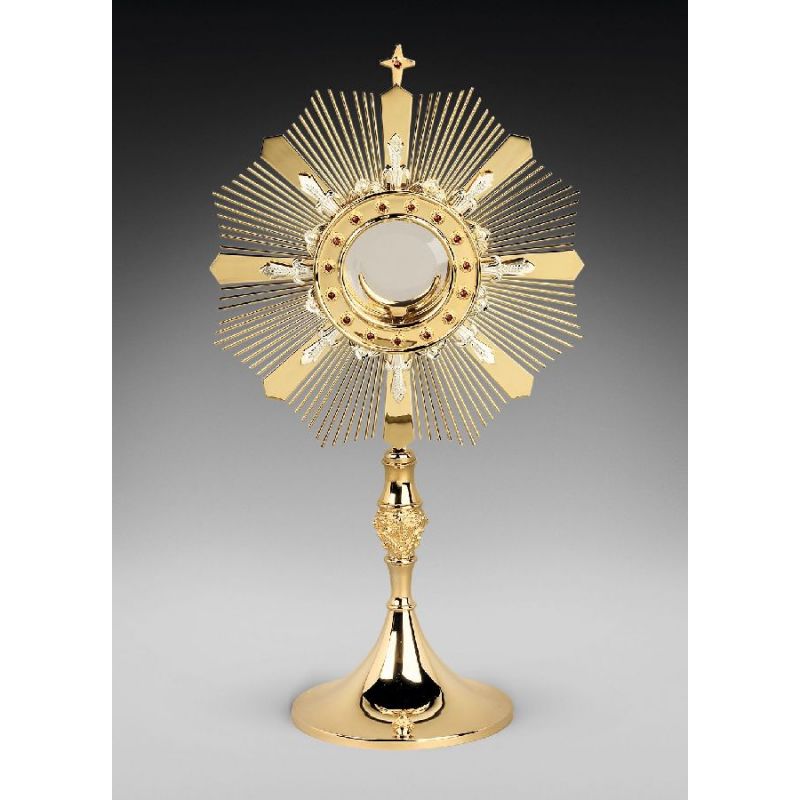 Monstrancja mosiężna, pozłacana - 57 cm (D10) - Monstrancja mosiężna, pozłacana - 57 cm (D10)
