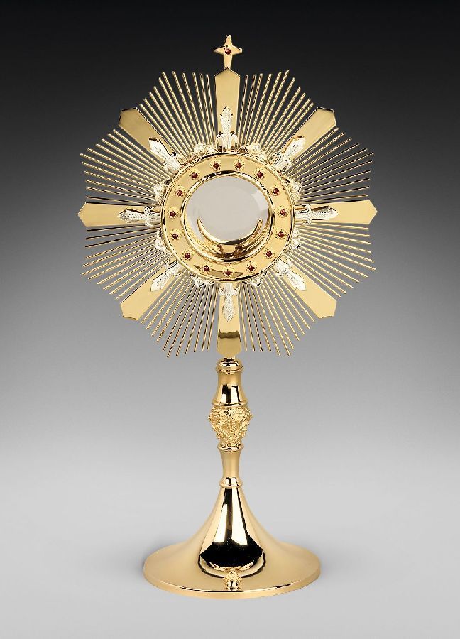 Monstrancja mosiężna, pozłacana - 57 cm (D10)