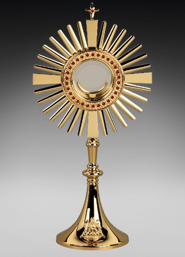 Monstrancja mosiężna, pozłacana - 51 cm (D12)