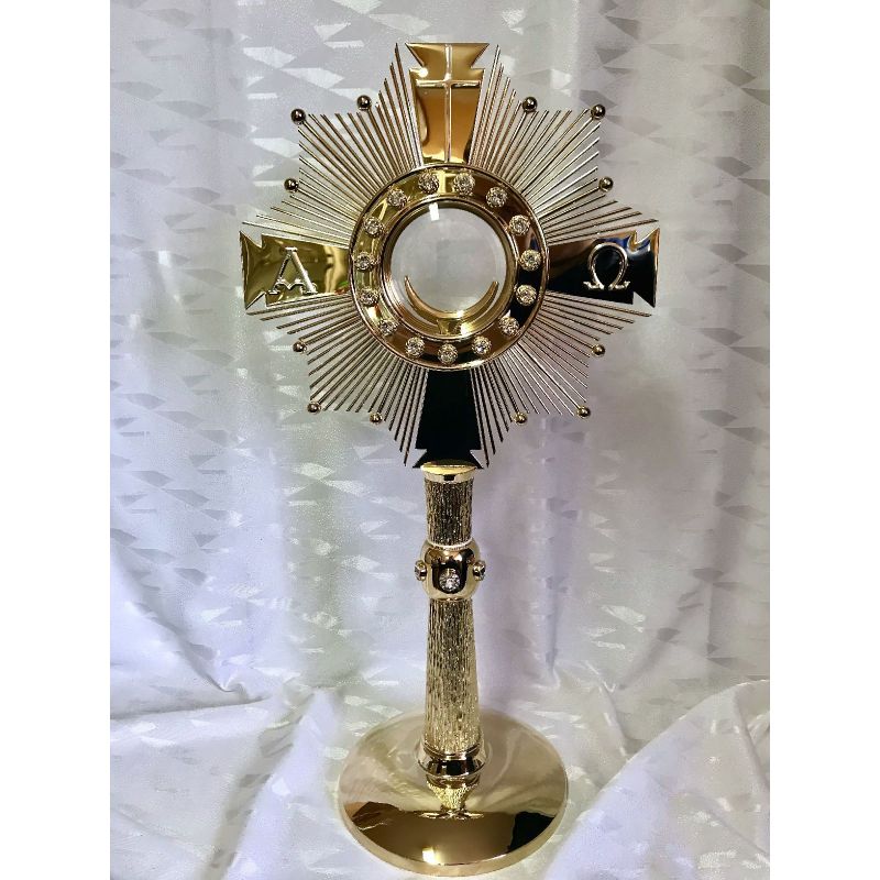 Monstrancja mosiężna, pozłacana - 55 cm (D13) - Monstrancja mosiężna, pozłacana - 55 cm (D13)