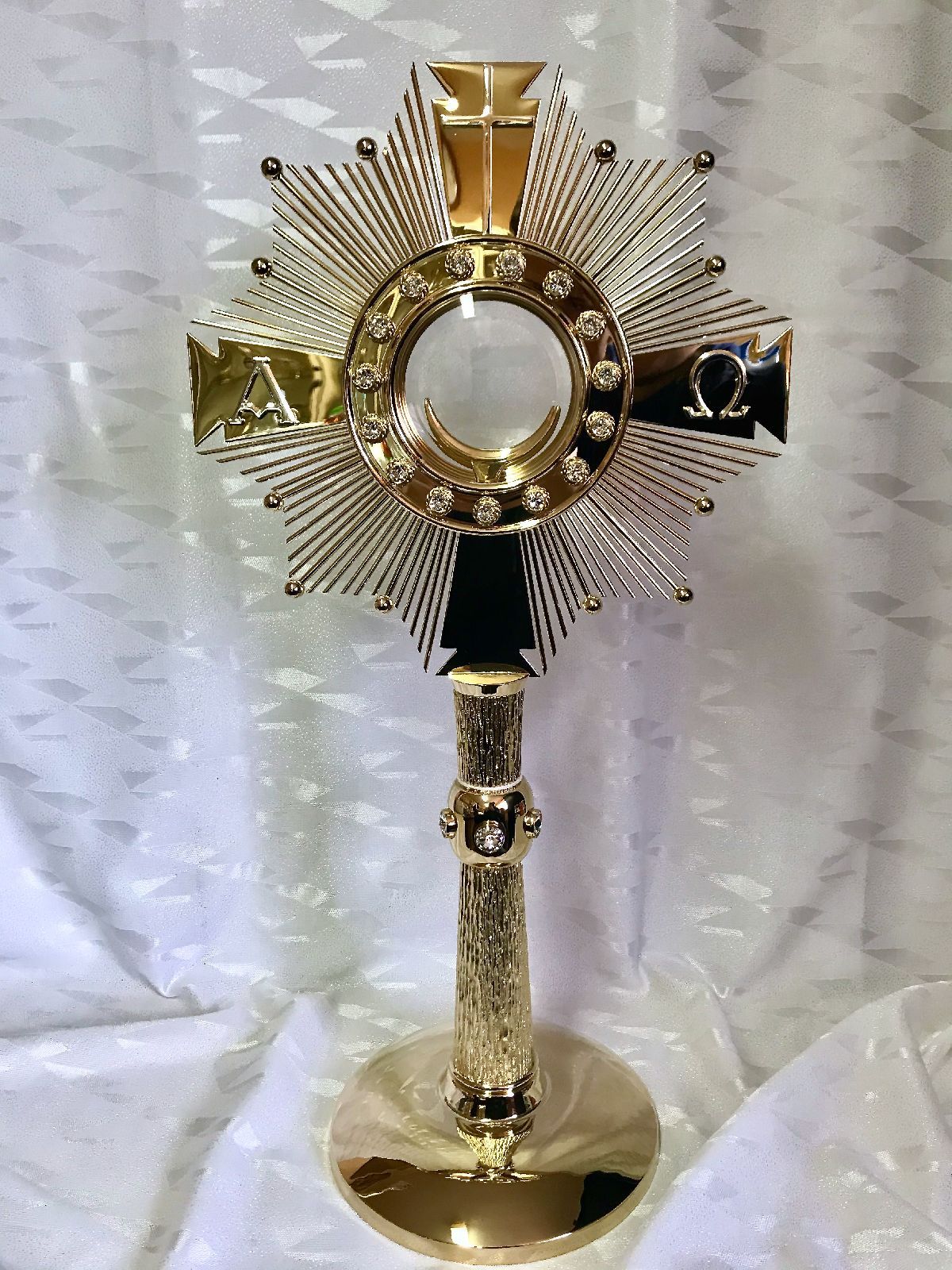 Monstrancja mosiężna, pozłacana - 55 cm (D13)