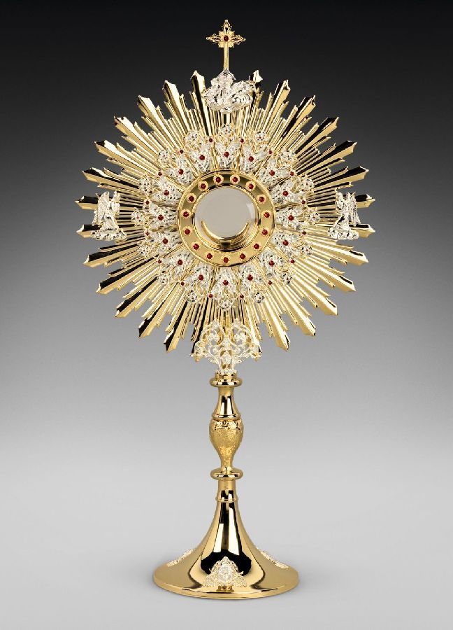 Monstrancja mosiężna, pozłacana - 77 cm (D14)