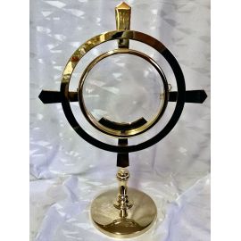 Monstrancja mosiężna luna 16 cm, pozłacana - 40 cm (D15) - MONSTRANCJE - Nowość