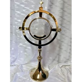Monstrancja mosiężna luna 16 cm, pozłacana - 56 cm (D16) - MONSTRANCJE - Nowość