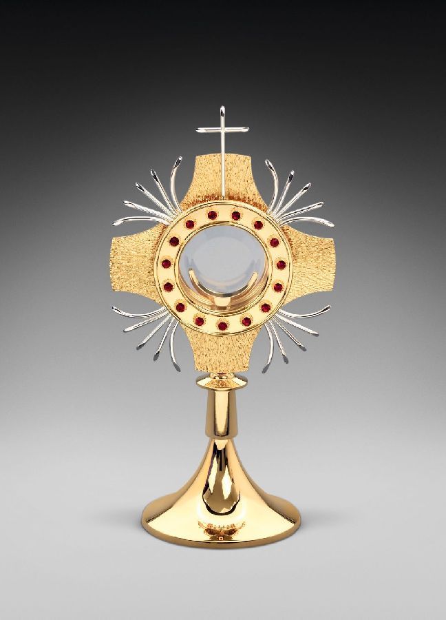 Monstrancja mosiężna, pozłacana - 42 cm (D17)