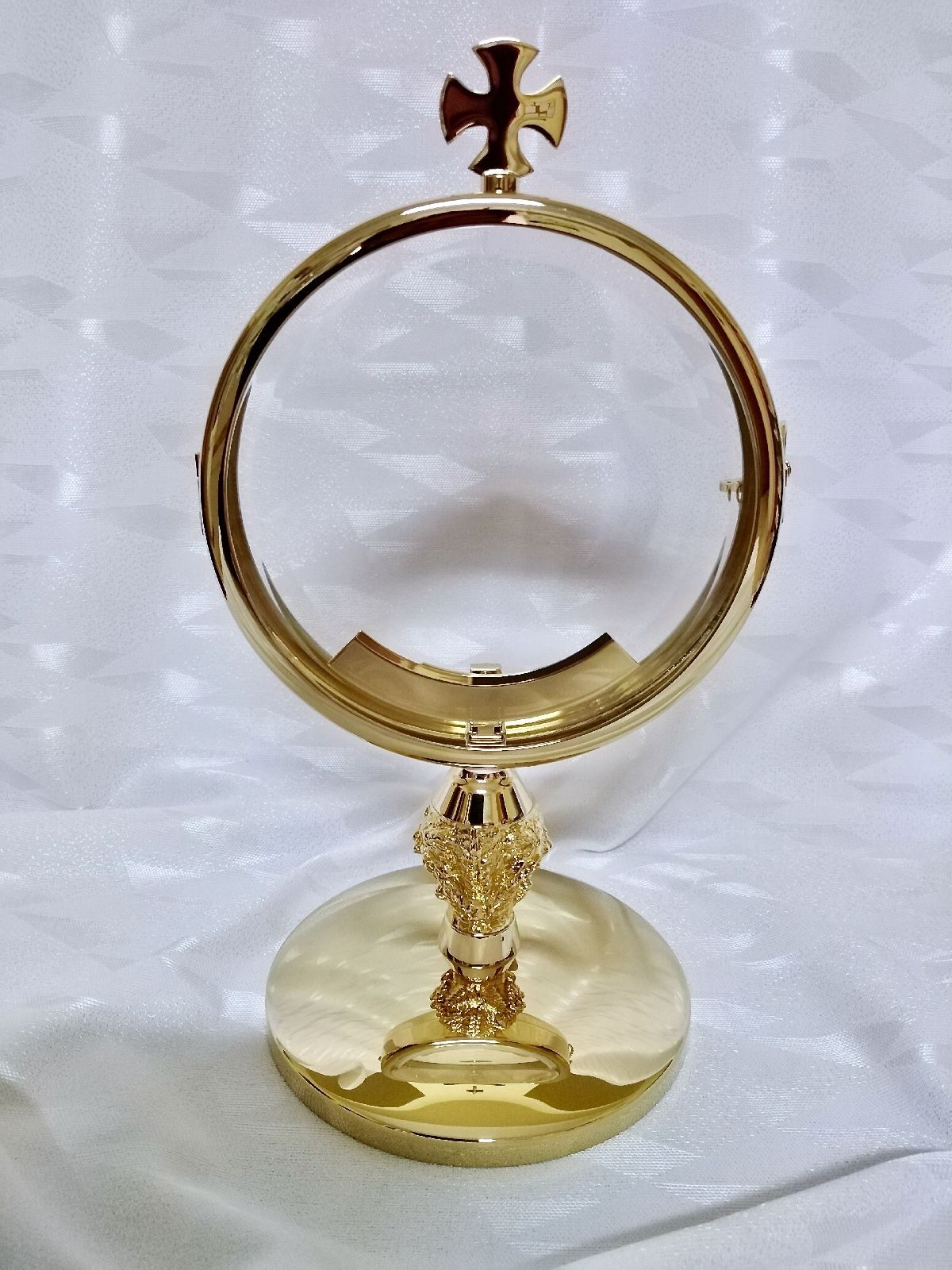 Monstrancja mosiężna luna 16 cm, pozłacana - 29 cm (D19)