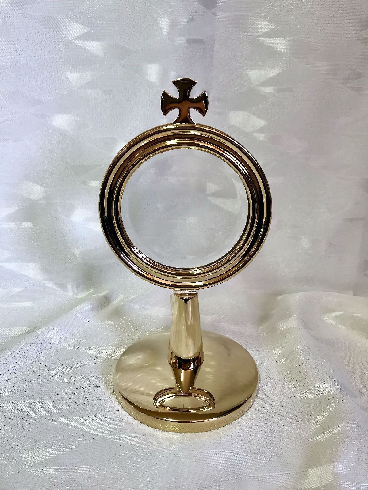 Monstrancja mosiężna, pozłacana, mini - 20 cm (D20)