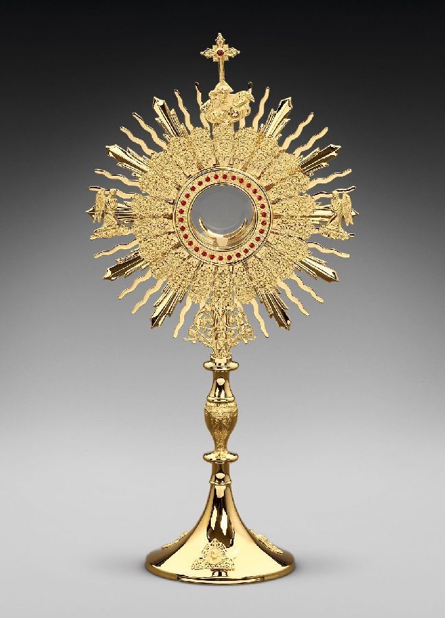 Monstrancja mosiężna, pozłacana - 73 cm (D21)