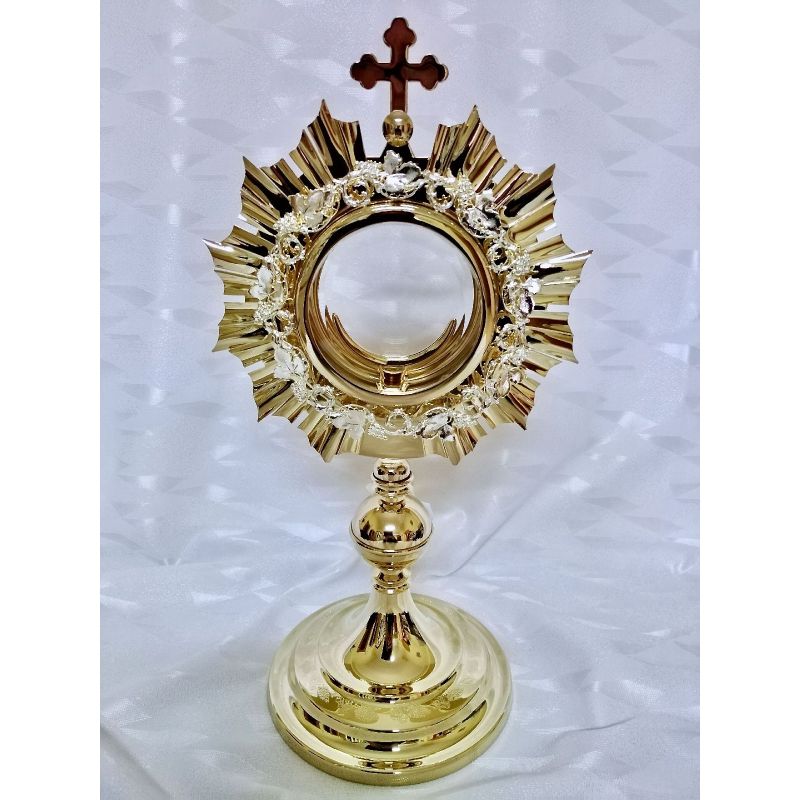 Monstrancja mosiężna, pozłacana - 38 cm (D22) - Monstrancja mosiężna, pozłacana - 38 cm (D22)