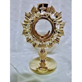 Monstrancja mosiężna, pozłacana - 29 cm (D23) - MONSTRANCJE - Nowość