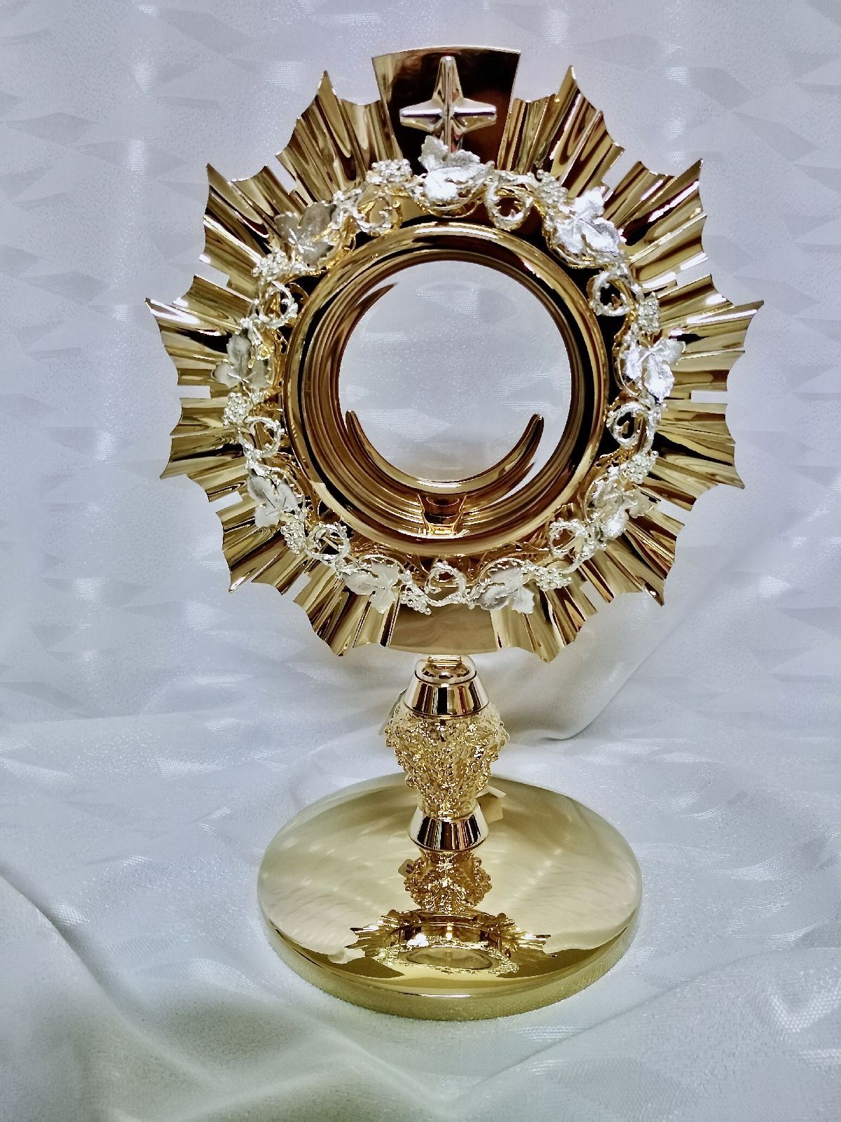 Monstrancja mosiężna, pozłacana - 29 cm (D23)