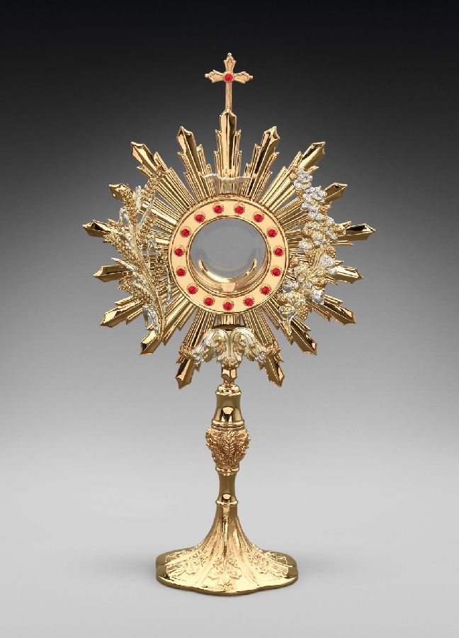 Monstrancja mosiężna, pozłacana - 59 cm (D25)