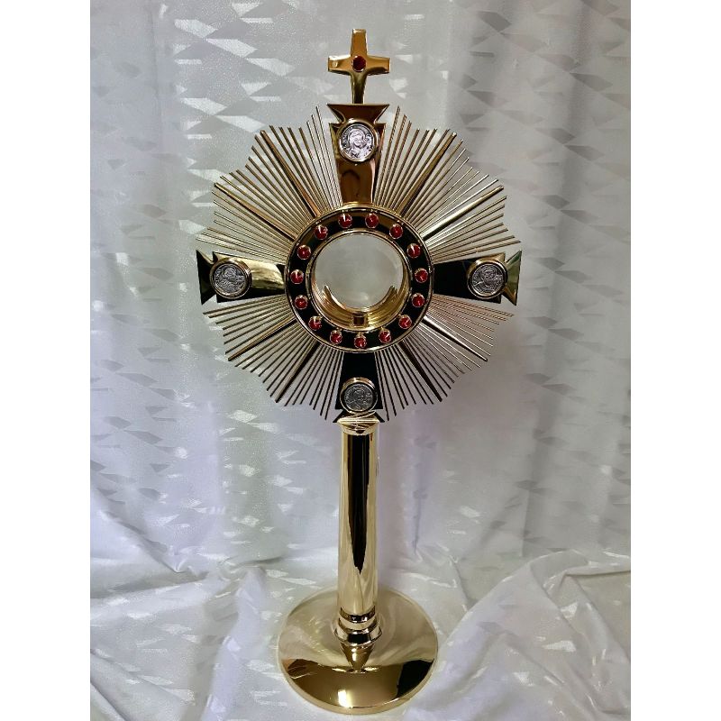 Monstrancja mosiężna, pozłacana - 63 cm (D26) - Monstrancja mosiężna, pozłacana - 63 cm (D26)