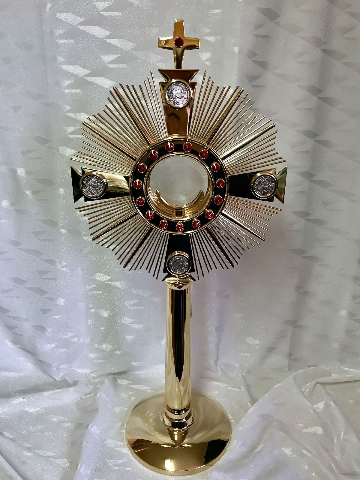 Monstrancja mosiężna, pozłacana - 63 cm (D26)