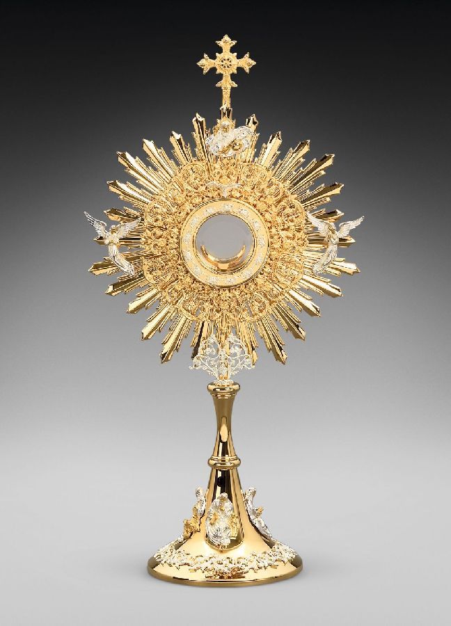 Monstrancja mosiężna, pozłacana - 78 cm (D28)
