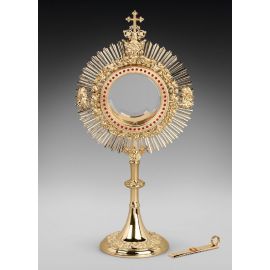 Monstrancja mosiężna luna 16 cm, pozłacana - 70 cm (D30) - MONSTRANCJE - Nowość