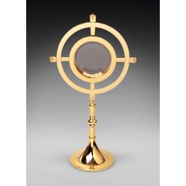Monstrancja mosiężna luna 16 cm, pozłacana - 66 cm (D31) - MONSTRANCJE - Nowość