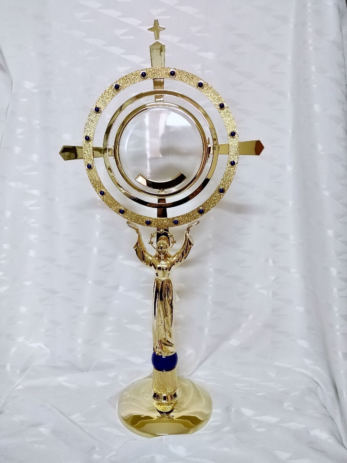 Monstrancja Maryjna, luna 16 cm, pozłacana - 68 cm (D33)