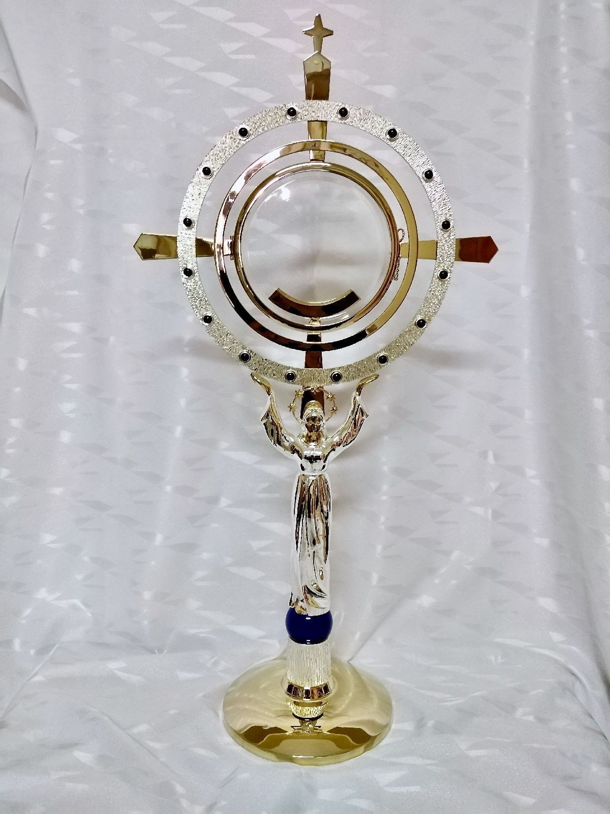 Monstrancja Maryjna, luna 16 cm, pozłacana - 68 cm (D33) - zdjęcie 2 - Monstrancja Maryjna, luna 16 cm, pozłacana - 68 cm (D33)