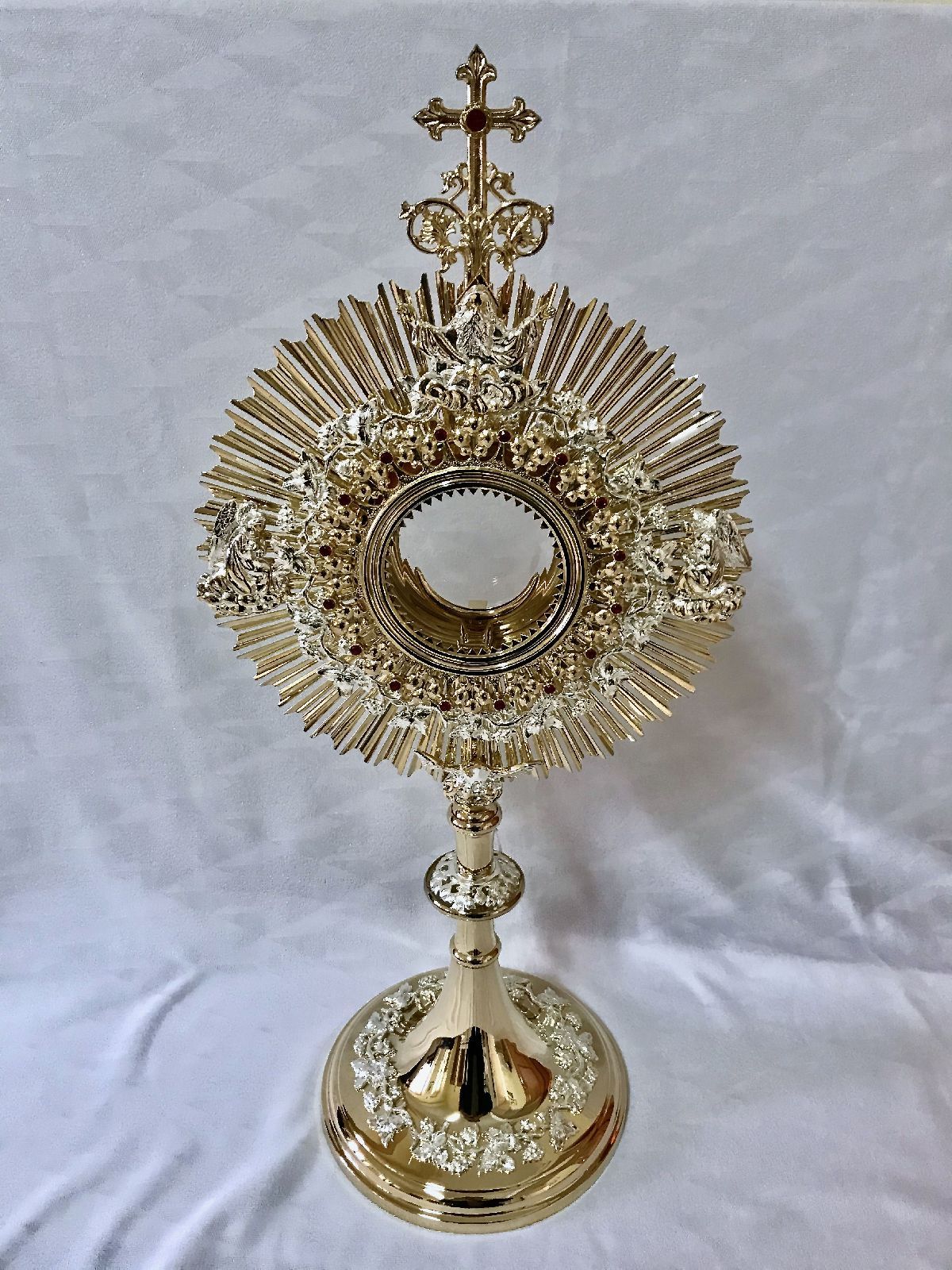 Monstrancja mosiężna, pozłacana - 63 cm (D34)