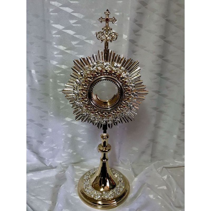 Monstrancja mosiężna, pozłacana - 63 cm (D35) - Monstrancja mosiężna, pozłacana - 63 cm (D35)