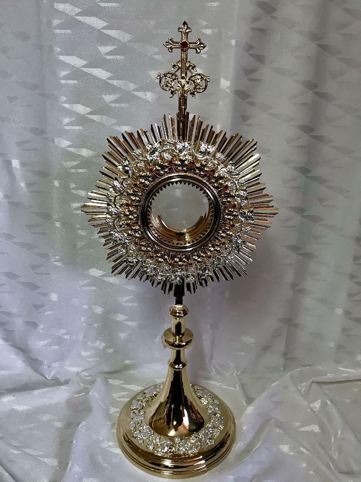 Monstrancja mosiężna, pozłacana - 63 cm (D35)