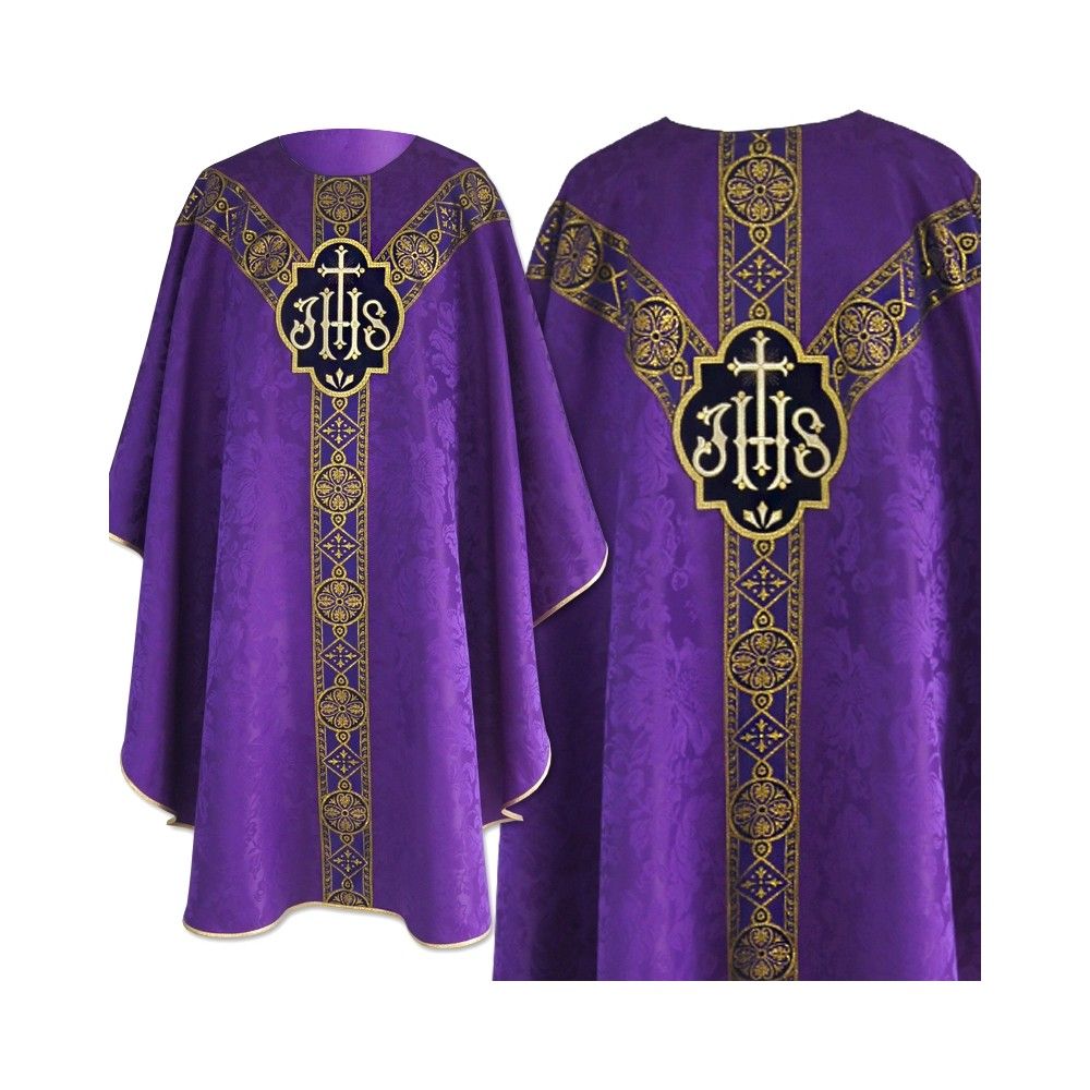 Ornat semi gotycki fiolet - tkanina żakard (65) - ORNATY NA WIELKI POST