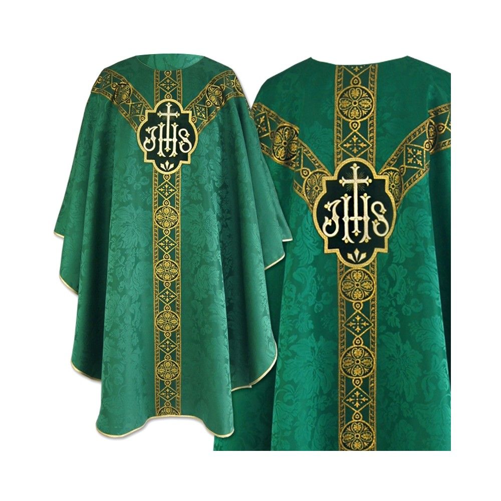 Ornat semi gotycki zielony - tkanina żakard (67)