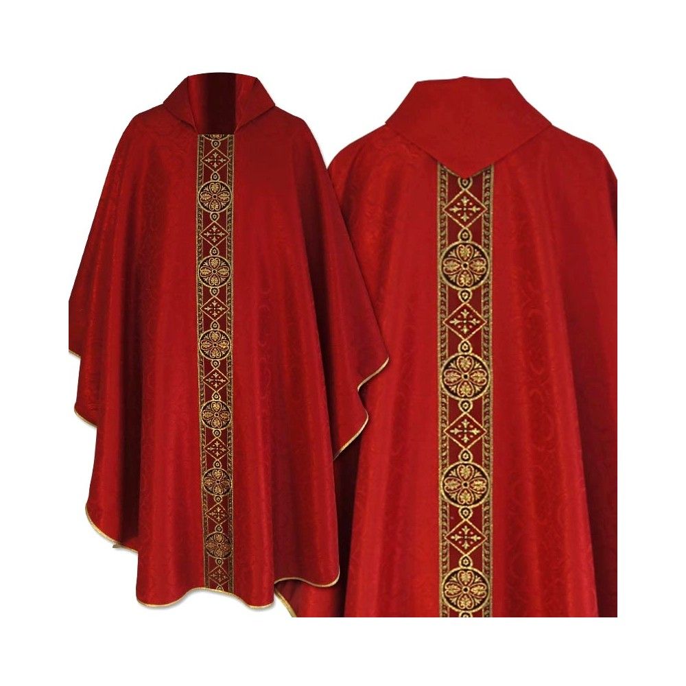 Ornat semi gotycki czerwony - tkanina żakard (70)