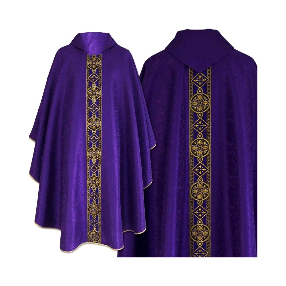 Ornat semi gotycki fioletowy - tkanina żakard (71)