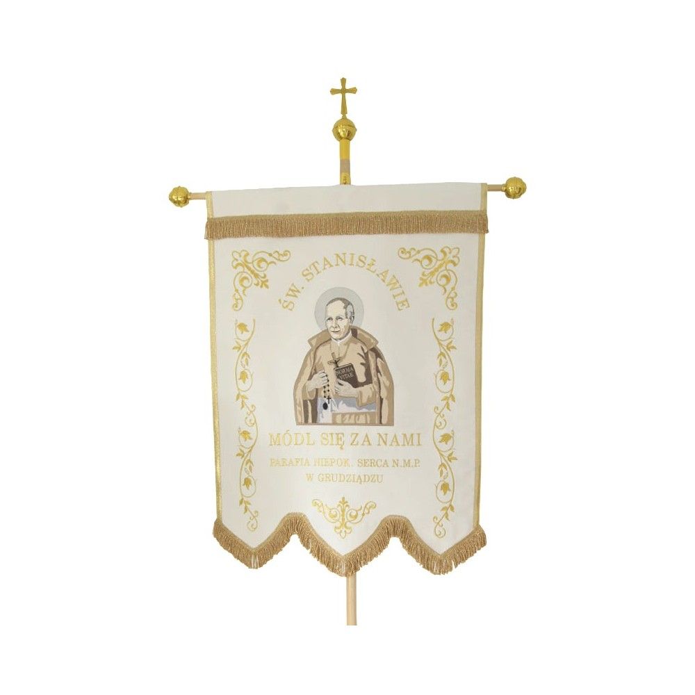 Chorągiew dwustronna Św. Stanisław - haft