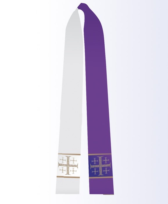 Stuła dwustronna biało-fioletowa - TKANE