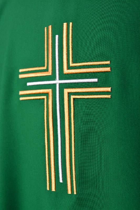 Ornat haftowany zielony - krzyż (15) - zdjęcie 2 - Ornat haftowany zielony - krzyż (15)