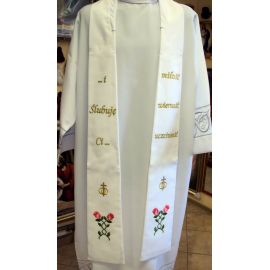 Stuła ślubna biała, haftowana (6) - EUCHARYSTYCZNE - Nowość