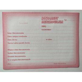 Zaświadczenie – sakrament bierzmowania -50 szt./opakowanie - zdjęcie 1 - Zaświadczenie – sakrament bierzmowania -50 szt./opakowanie