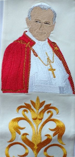 Bogato haftowana stuła Jan Paweł II - zdjęcie 3 - Bogato haftowana stuła Jan Paweł II