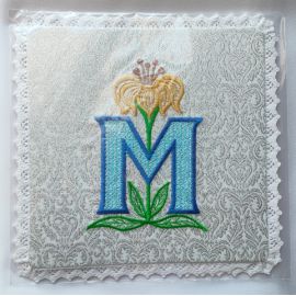 Palka haftowana wzór maryjny M (4) - kolor niebieski - Nowość