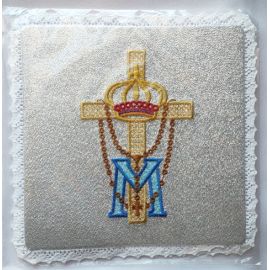 Palka haftowana wzór maryjny M (6) - kolor biały, srebrny - Nowość