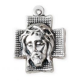 Krzyżyk Jezus w koronie cierniowej - Krzyżyki metalowe włoskie - Nowość