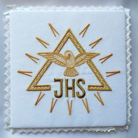 Palka haftowana ecru IHS, Duch Święty (3) - kolor ecru - Nowość
