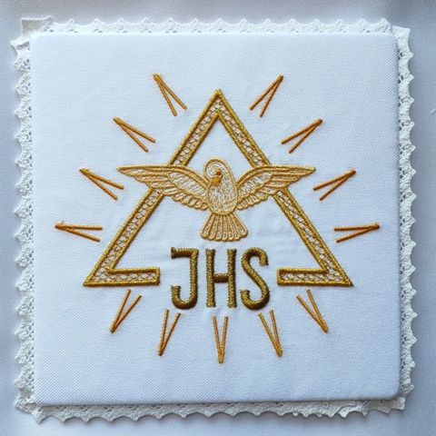 Palka haftowana ecru IHS, Duch Święty (3)