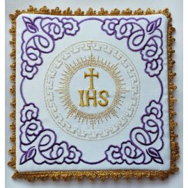 Palka haftowana biała, fiolet IHS (5) - kolor ecru - Nowość
